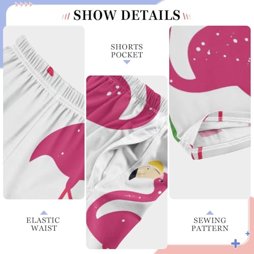 Colorful Flamingo Polka Dot Boys Long Pants Soft Trousers Elastic Waist Kids Lounge Bottoms with Pockets S-XL4