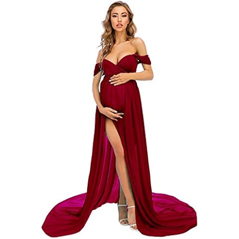 ZIUMUDY Burgundy Chiffon Maternity Dress Cover