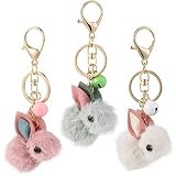 GALPADA 3Pcs 2023 Year of the Rabbit Keychain Pendant Plush Bunny Figurine Keychain Zodiac Stuffed R