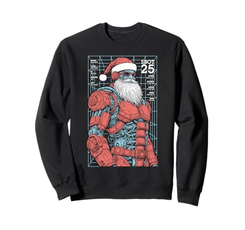 Christmas Gamer Funny Cyberpunk Robot Santa Claus Gaming Sweatshirt