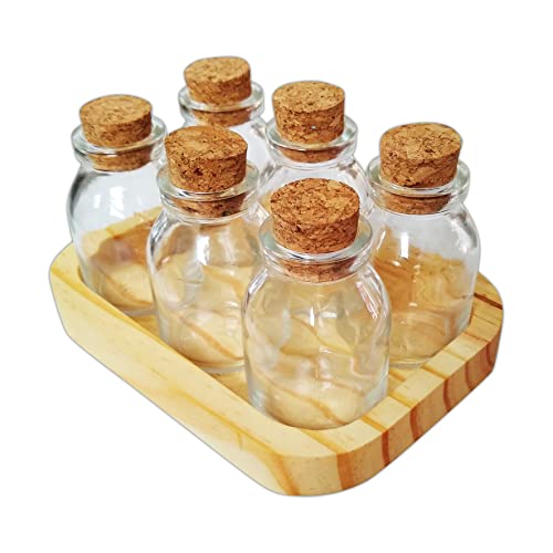 Porta Condimentos Tempero Potes De Vidro Tampa Rolha 6 Potes