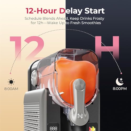 Image of Slushie Machine for Home, No Ice Needed Frozen Drink Maker with Auto-Clean, LED Display, Perfect for Margaritas, Frappes, Milkshakes and More, Family Gatherings & Home Bar, Grey, 1 Pack+6 Modes