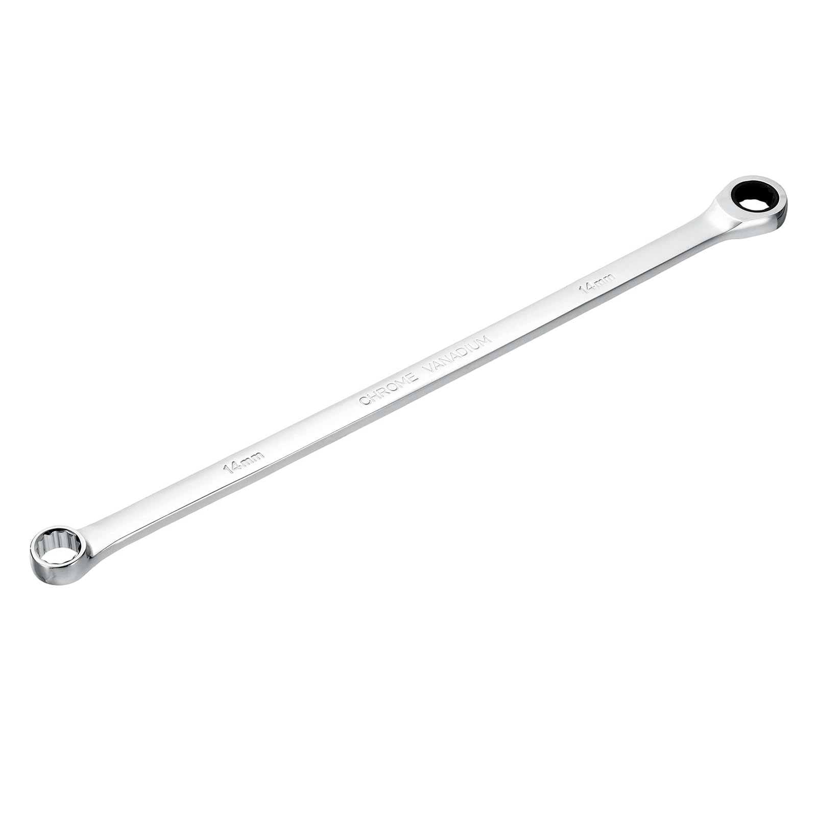 sourcing map Metric Double Box End Ratcheting Wrench, 14mm Extra Long 72 Teeth Chrome Vanadium Steel Ratchet Wrench for Automotive Furniture Machinery Repair