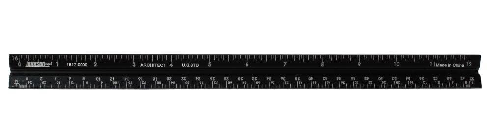 Johnson Level & Tool 1817-0000 Architect's Triangular Scale, Black, 1 Scale