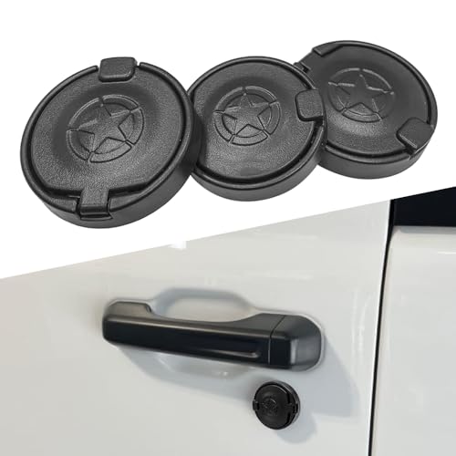 FSYHKJ Cubiertas de seguridad para cerradura de puerta de cerradura para Jeep Wrangler JK JKU JL JLU TJ Gladiator JT 2018 2019 2020 2021 2022 2023 2024 accesorios exteriores (patrón de estrella)