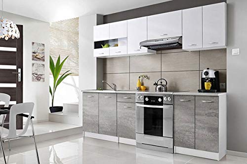  Cedro  Cucina lineare Completa L 2,4 m 7 pz + Piano di Lavoro Inclusi  Set di mobili da Cucina Moderna scandinava