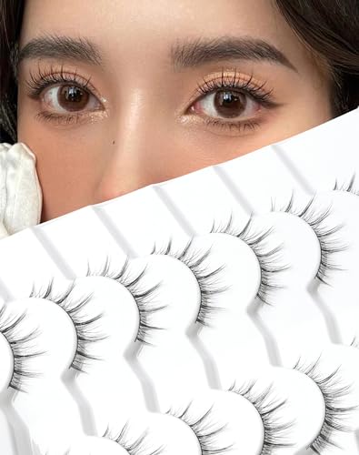 Manga Lashes Natural Look Wispy Anime Lashes Soft C Curl Manhua False Lashes 7mm Natural Korean