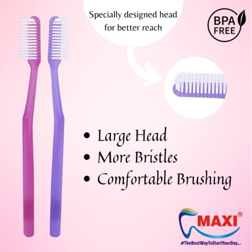 Image of MAXI Angular Hard Toothbrush | Helps Improve Gum Health | Deep Plaque & Stain Removal | Manual Hard Bristles Tooth Brush | Multicolor Pack of 12