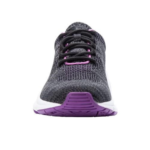 Propét womens Stability Fly Sneaker, Black/Berry, 7.5 Wide US angle 6