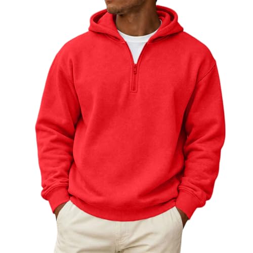 Mens Zip Up Hoodie 1/4 Zip Fleece Big and Tall Classic Oversized Hoodies - image 1