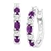 Platinum-Plated Brass 1 3/8 ct Natural Amethyst Hoop Earrings with Diamonds, .875"
