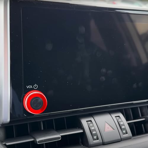 Image of for Toyota RAV4 /RAV4 Hybrid 2023 2024 2025 air Conditioning knob Cover, Start Button Cover Decorative Ring, Volume, Aluminum Alloy Decoration (RAV4, red)