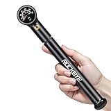 Onvian Portable Bike Pump with Gauge, 300 PSI High Pressure Bicycle Tire Pump & Shock Pump, Mini Hand Pump for Presta and Schrader Valve, Front Fork Rear Suspension, Air Bleed Button