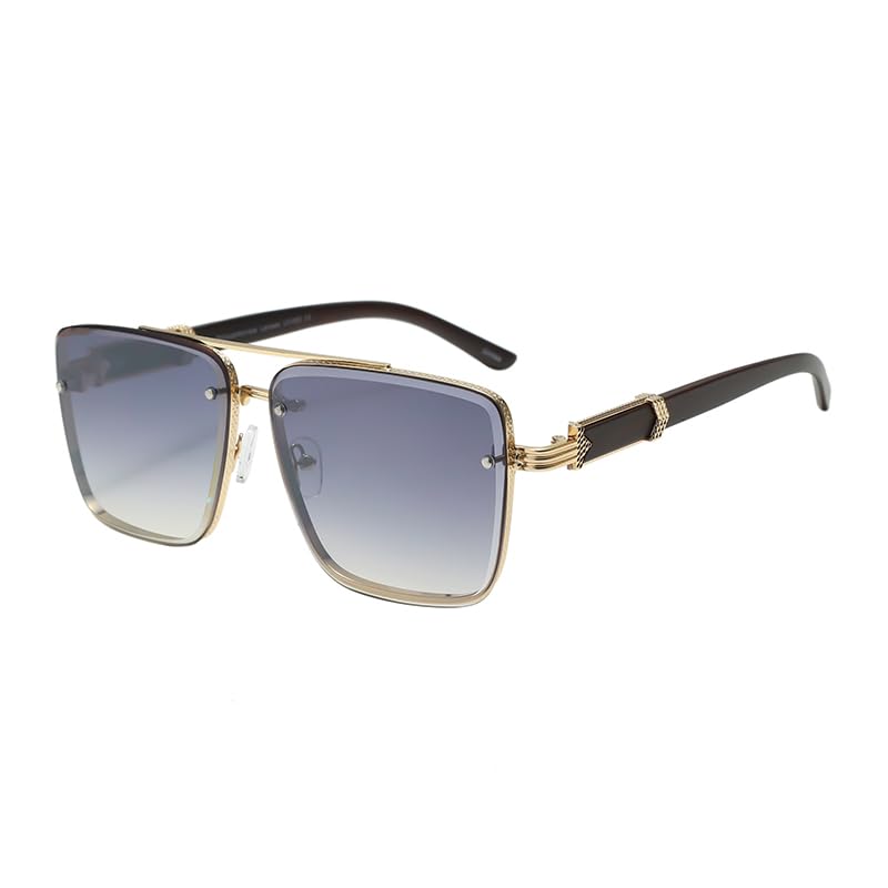 12-Pack - Faux Wood Bold Aviator Sunglasses with UV400 Protection - Timeless Style, Comfort, Variety of Lens Colors & Frame Finishes Eyewear for Men, J3043