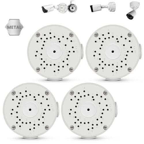 Compatible with Bullet Cameras Universal Bullet Security Camera Base Junction Box Waterproof Metal Hide Cable Mount Bracket Outdoor Electric Enclosure for CCTV Cams(4 Pack)