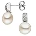 Produktbild Jobo Damen Ohrstecker 333 Gold Weißgold 2 Süßwasser Perlen 32 Zirkonia Perlenohrstecker