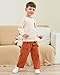 Renotemy Boys Clothes Size 5 6 Fall Winter Toddler Outfits Boy Sweatsuit 2PC Warm Beige Knit Pullover Sweatshirts Brown Cargo Pants Set Fashion Sweater Clothes Kids Clothing for Boy 5T 6T