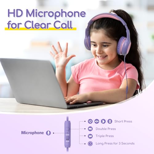 Image of EarFun K1 Kids Headphones Wired with Mic, Volume Limit Headphones for Kids