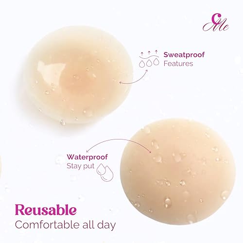 Image of coverme Nipple Covers, Silicone Sticky Pasties for Women, Skin-Tone Adhesive with Travel Case, Ultra-Comfort, Reusable!