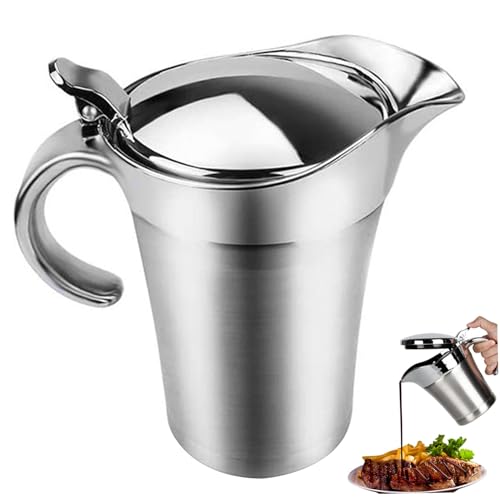 Pichet à sauce isotherme avec couvercle, saucière en acier inoxydable de 750 ml, pichet thermique à double paroi, bol avec poignée pour crème pâtissière, chauffe-sauce