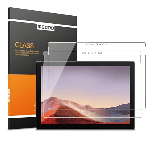 MEGOO [2 unidades] Protector de pantalla Surface Pro 7 Plus/Pro 7, ultra transparente/alta respuesta/vidrio templado, compatible con Microsoft Surface Pro 7 12.3 pulgadas (versión 2019)