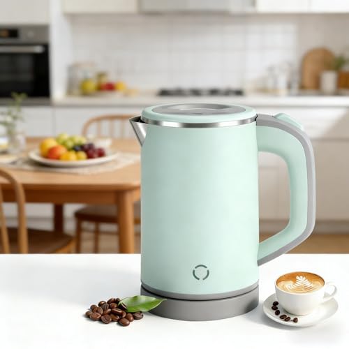 800ML Reisewasserkocher Klein grün,Reise Wasserkocher Edelstahl Klein,5 Minuten Schnelles Kochen Elektrischer Wasserkocher,kleiner wasserkocher 600W Camping Kettle,Ultraleise,für Tee Kaffee Babymilch