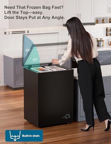 Image of 5.0 Cu.Ft Chest Freezer with 2 Removable Baskets - Energy Efficient and Ultra-Quiet Deep Freezer w /6 Temp - Manual Defrost, Free Standing Top Open Door for Home Garage Basement - Black
