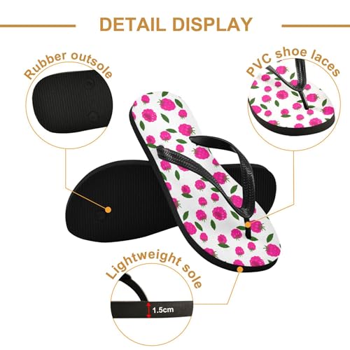 Burbuja Pink Berry Flip Flops for Women Men, Soft Thong Sandals Rubber Slippers for Pool Beach Essentials3