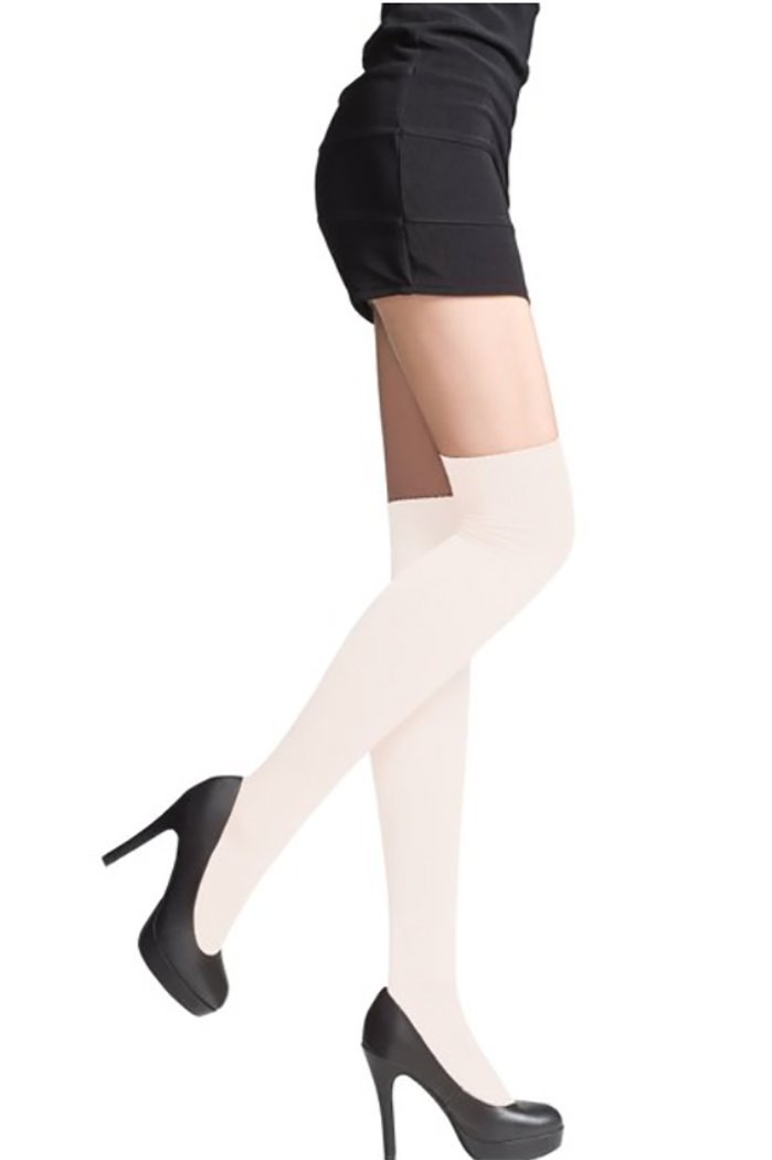 Sentelegri Women's Ivory Over The Knee Socks Thigh High Socks 22 Colours (Ivory)