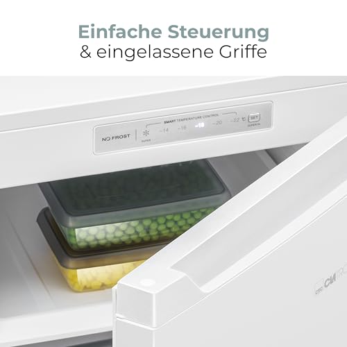 Clatronic® Gefrierschrank Nofrost | Energieklasse C | 143cm | Tiefkühlschrank | MultiAirflow | leise 39dB | bis zu -18°C | Türanschlag wechselbar | 161L Freezer | Gefrierschrank gross GS 200 weiß
