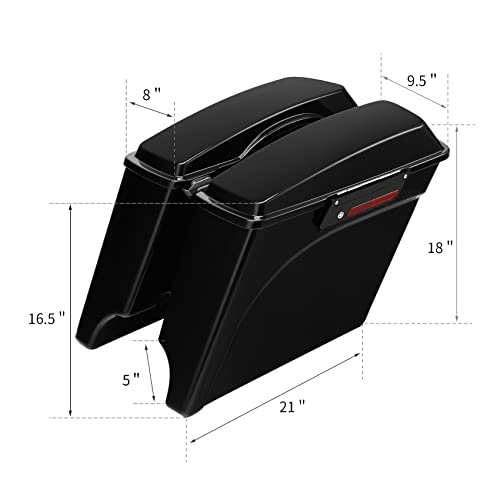 Alforjas rígidas negras estiradas 5" para Harley Touring 1993-2013, modelos Street Glide, Road Glide, Road King, Electra Glide, Ultra-Classic, FLT, FLHT, FLHTCU, FLHRC miniatura 3