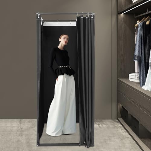 czyuRachel Magasin de vêtements Cabine d'essayage mobile carrée, lavable en machine, cabine d'essayage temporaire, cloison mobile, 85 x 85 x 200 cm, noir – vue 7
