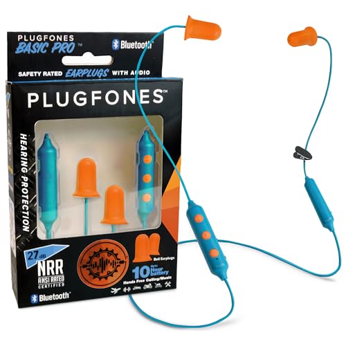 Plugfones Basic Pro Bluetooth Foam Earplug Headphones - 27 dB NRR Hearing Protection - OSHA Approved...