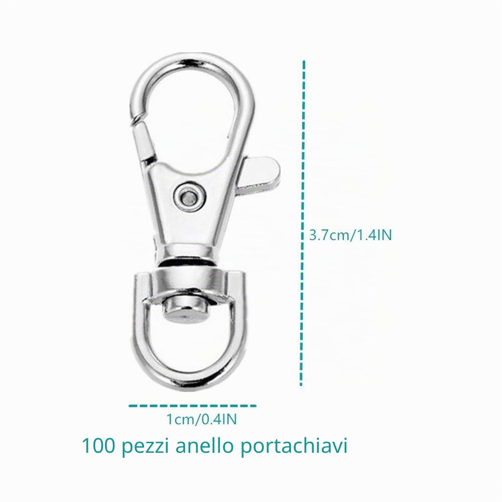 100PCS Premium Girevole Cordino Snap Hook Con Portachiavi, Ganci in Metallo per Anelli Craft