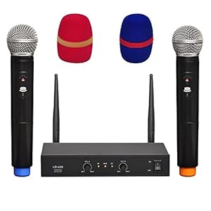 Karaoke Microfoon, Draadloze Microfoon System CardioID Dynamic Handheld Microfoon Professional 2 Way UHF Microfoon…