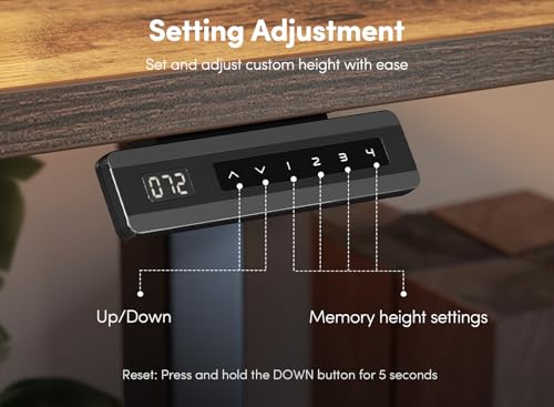Image of FEZIBO 63 x 28 Inch Deeper Height Adjustable Electric Standing Desk with Double Drawers, Sit Stand Up, Home Office Computer Desk with 4 Height-Adjustable Feets & 2 Hooks, Black Frame /Rustic Brown Top