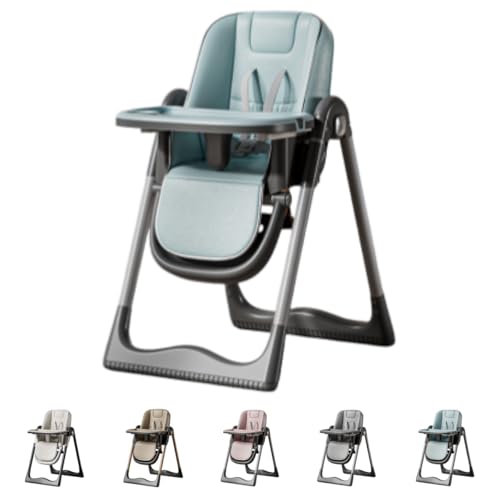 Gtzbciv ベビーダイニング、多機能ダイニングテーブル、高さ調節、子供用チェア、キャスター付き、移動簡単、折りたたみ可能、傾斜可能、ベビーギフト (グリーン,ロープロファイルバージョン(シートクッション+ダブルダイニングトレイ))