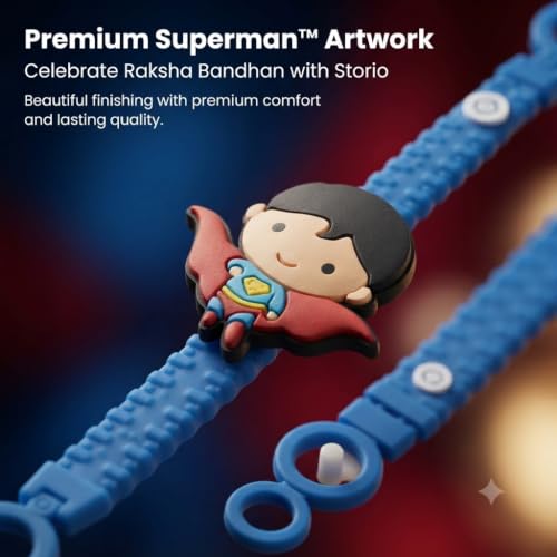 Image of Storio Superman Silicone Band Rakhi | Officially Licensed | Rakhi for Boys, Bhaiya, Bhai | Raksha Bandhan Gift