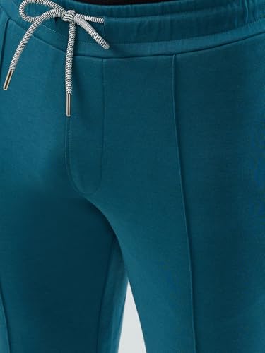 Image of Park Avenue Men Slim Fit Solid Pattern Cotton Polyester Blend Flat Front Casual Jogger Pant