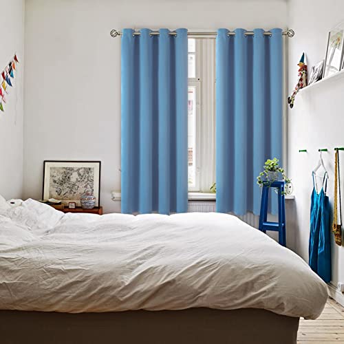 Bgment Blackout Curtains For Bedroom - Grommet Thermal Insulated Room Darkening Curtains For Living Room, Set Of 2 Panels, Each 46 X 63 Inch, Faded Denim #TOP1