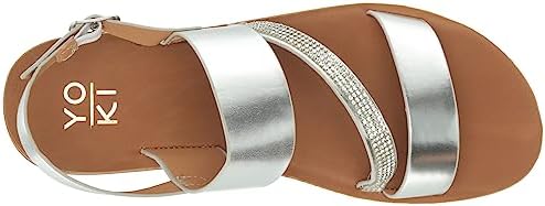 YOKI IRA-65 Women's Metallic Asymmetrical Stones Sandal, Silver, 8.5 M US | Image 4
