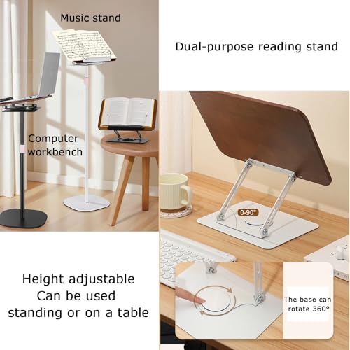 Genérico Soporte de Suelo Ajustable 2 en 1 para Libros: Soporte de Lectura Giratorio de 360° para Libros de Texto, tabletas, portátiles y Recetas. Diseño ergonómico para máxima Comodidad y convenienc