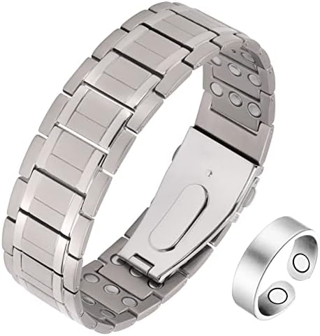 Jecanori 3X Ultra Strength Magnetic Bracelet for Men.Men's Titanium Steel Bracelet with 57 Magnets(3500 Gauss).Adjustable Wristband Brazaletes with Free Adjustment Tool and Gift Box