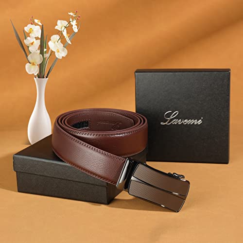 Image of Lavemi Men's Real Leather Ratchet Dress Belt with Automatic Buckle,Elegant Gift Box