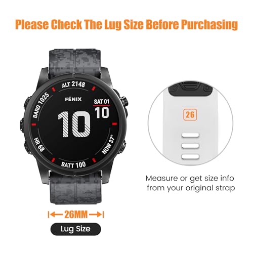 Compatible with Garmin Fenix 6X Pro/7X Pro/7X/6X/5X/5X Plus/3/3 HR Strap, 26mm Quickfit Strap for Descent MK1/Mk2/Mk2i - Image 2