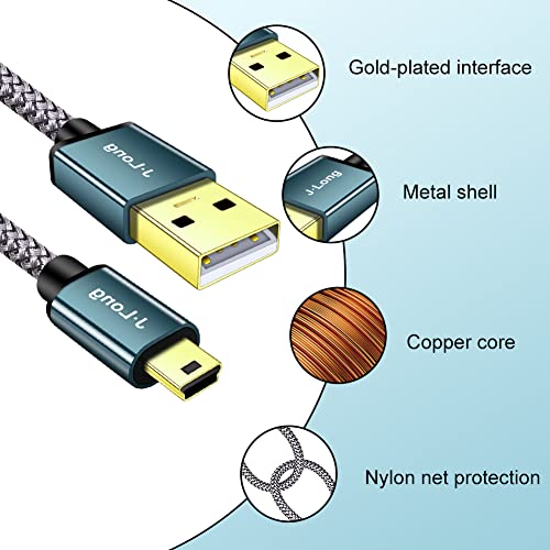 J·LONG Mini USB Cable Braided USB 2.0 to Mini B Cable Data Transfer & Charge Compatible with Dash Cam, PS3 Controller - Image 4