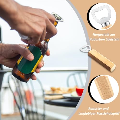 Miniatura 4 de 10 Piezas Abrebotellas Mango Madera, Mango De Madera Abrebotellas De Cerveza, Abridor Cerveza Portátil Acero Inoxidable, Para El Hogar, Cocina, Bar