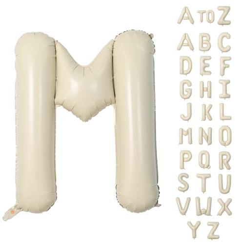 Lausatek アルファベット レター バルーン M 英語 文字 40インチ アルミ風船 大きい 組み合わせ 誕生日 バースデー 飾り付け イベント 記念日 パーティー 約90cm くすみホワイト