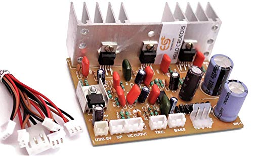 Image of Electronic Spices Combo of Audio Amplifier Board 100W with Bass Boost Support TDA2030 Based and Bluetooth FM Audio Player Decoder with Remote Kit