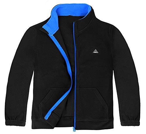 iLoveSIA-Veste Parka Zippé Chaud-Manche Longue-Polaire-Enfant - Noir & Bleu - Taille L / 13 à 14 ans (154-165cm)